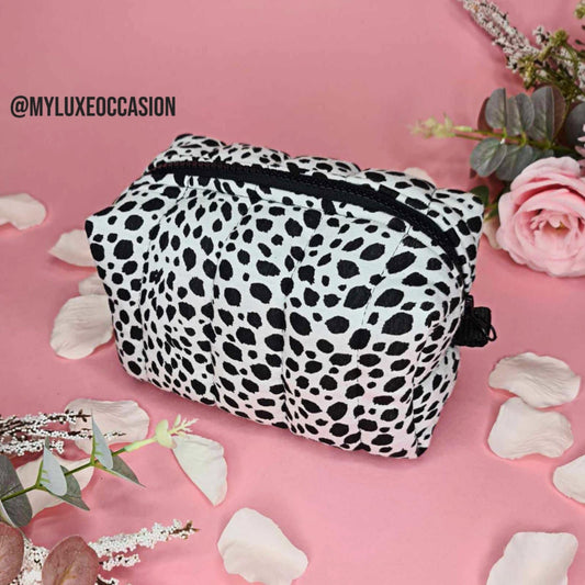 Spotty Print - Quilted Makeup/ Toiletry Bag