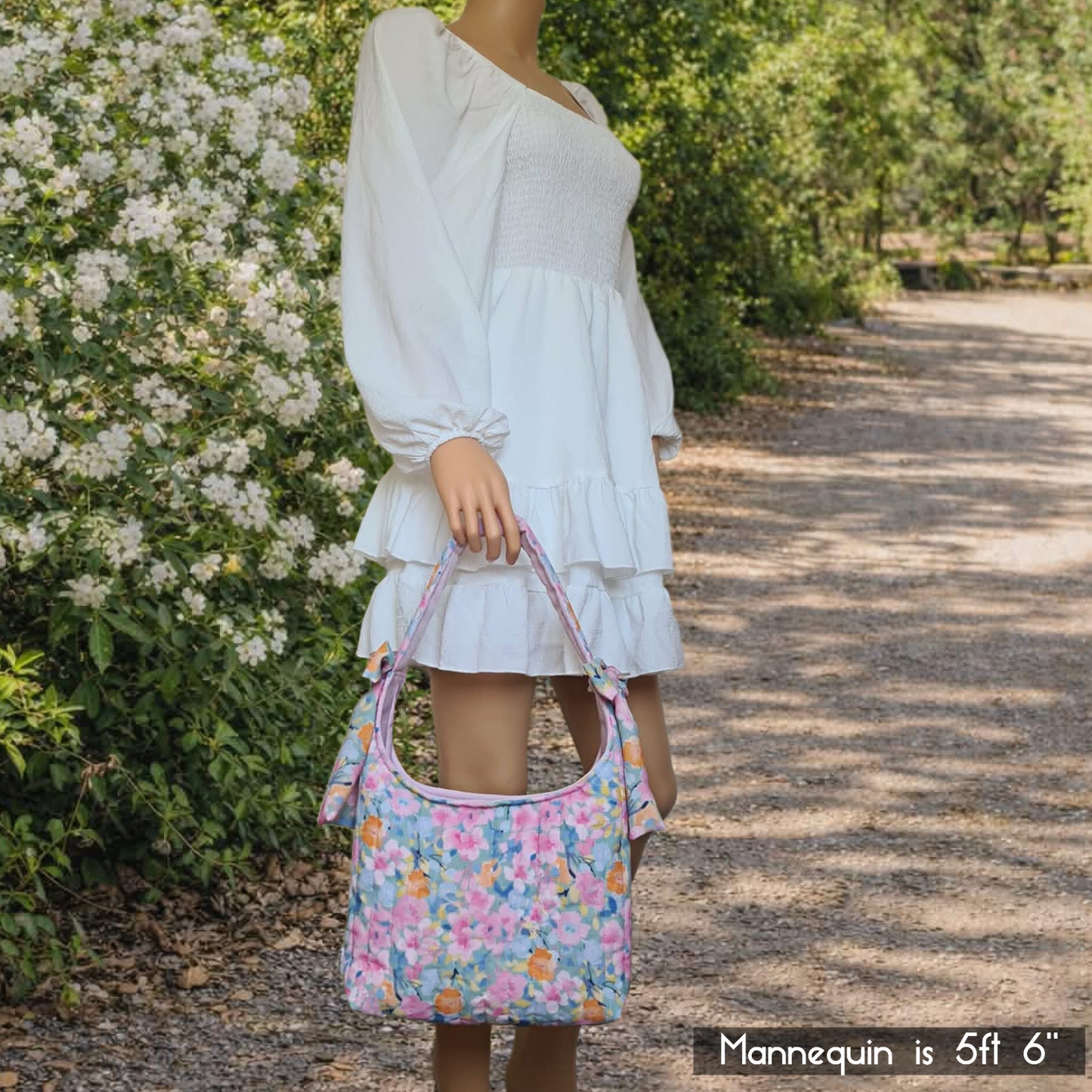 Pastel Watercolour Floral Slouchy Bow Bag