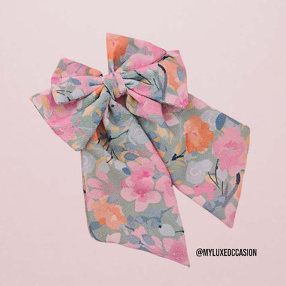 Pastel Watercolour Floral Big Bow
