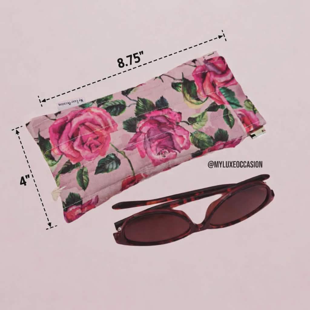 Pink Roses - Quilted Flex Frame Sunglasses Case