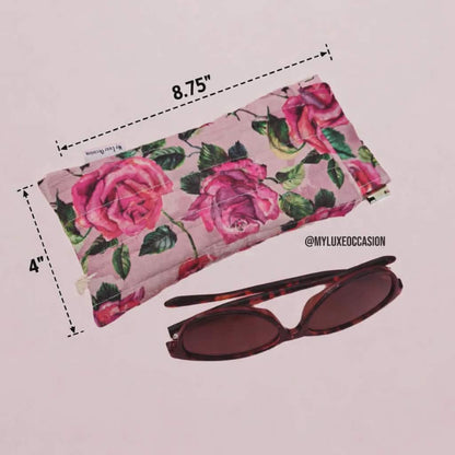 Pink Roses - Quilted Flex Frame Sunglasses Case