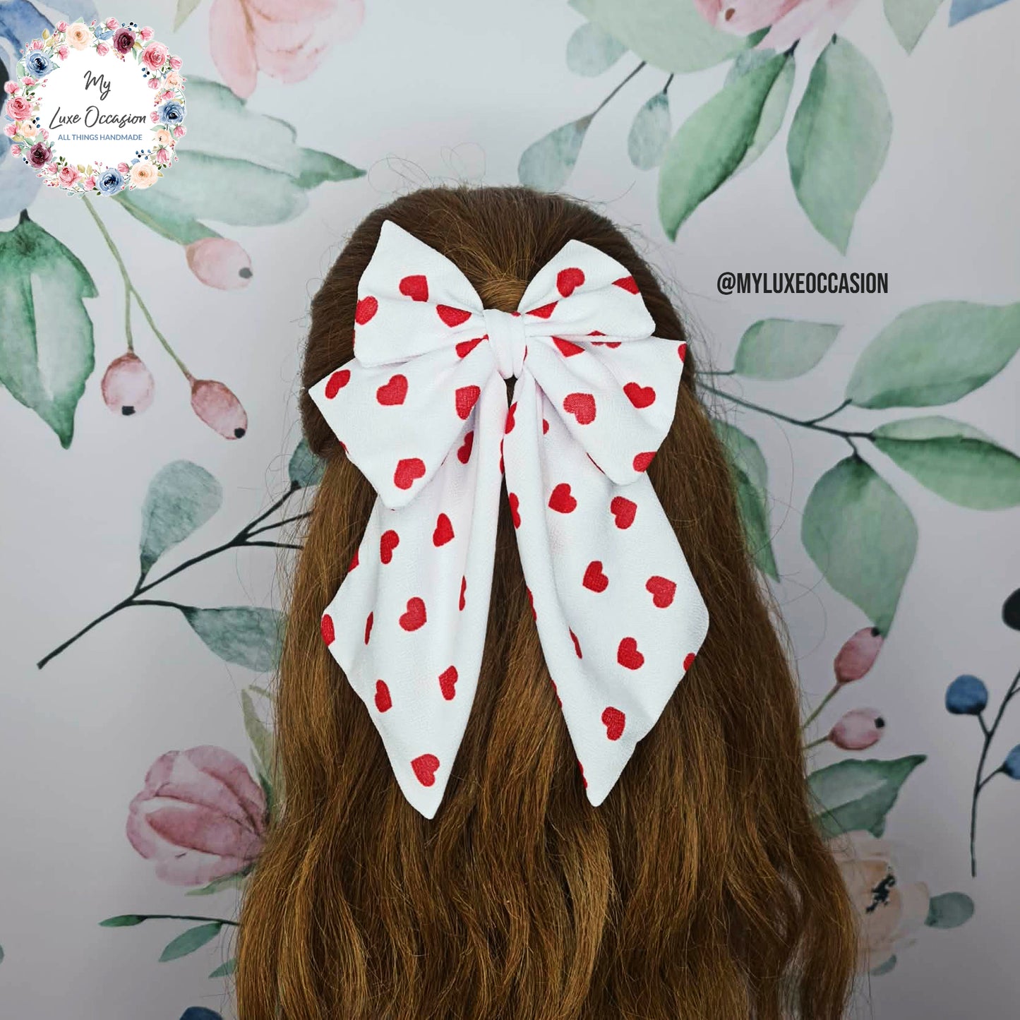 Heart Print Large Bow
