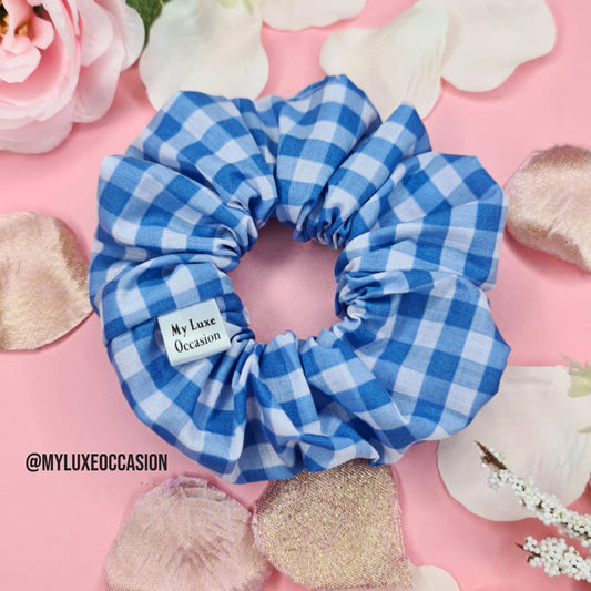 Blue School Gingham Scrunchie