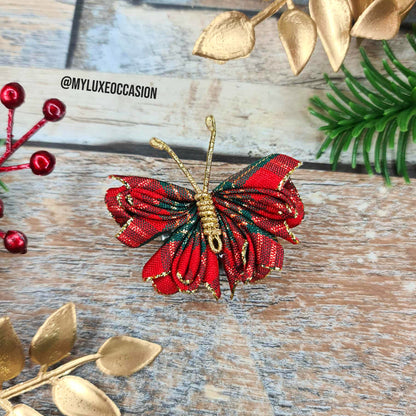Christmas Tartan Butterfly Hair Clip