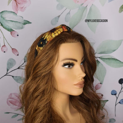 Autumnal Pumpkin Knotted Headband - Black Base - Autumn Collection 2025