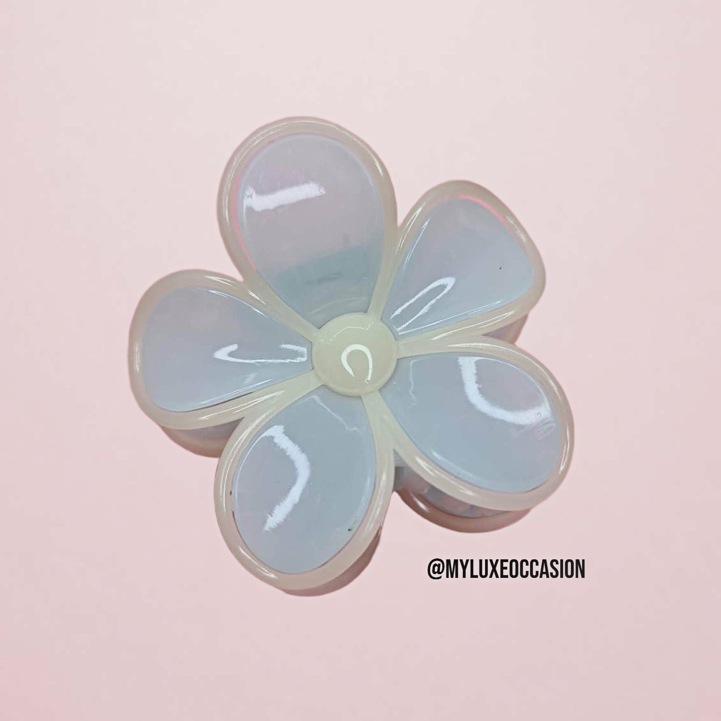 Sheer Blue Large Flower Hair Claw Clips