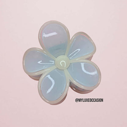 Sheer Blue Large Flower Hair Claw Clips