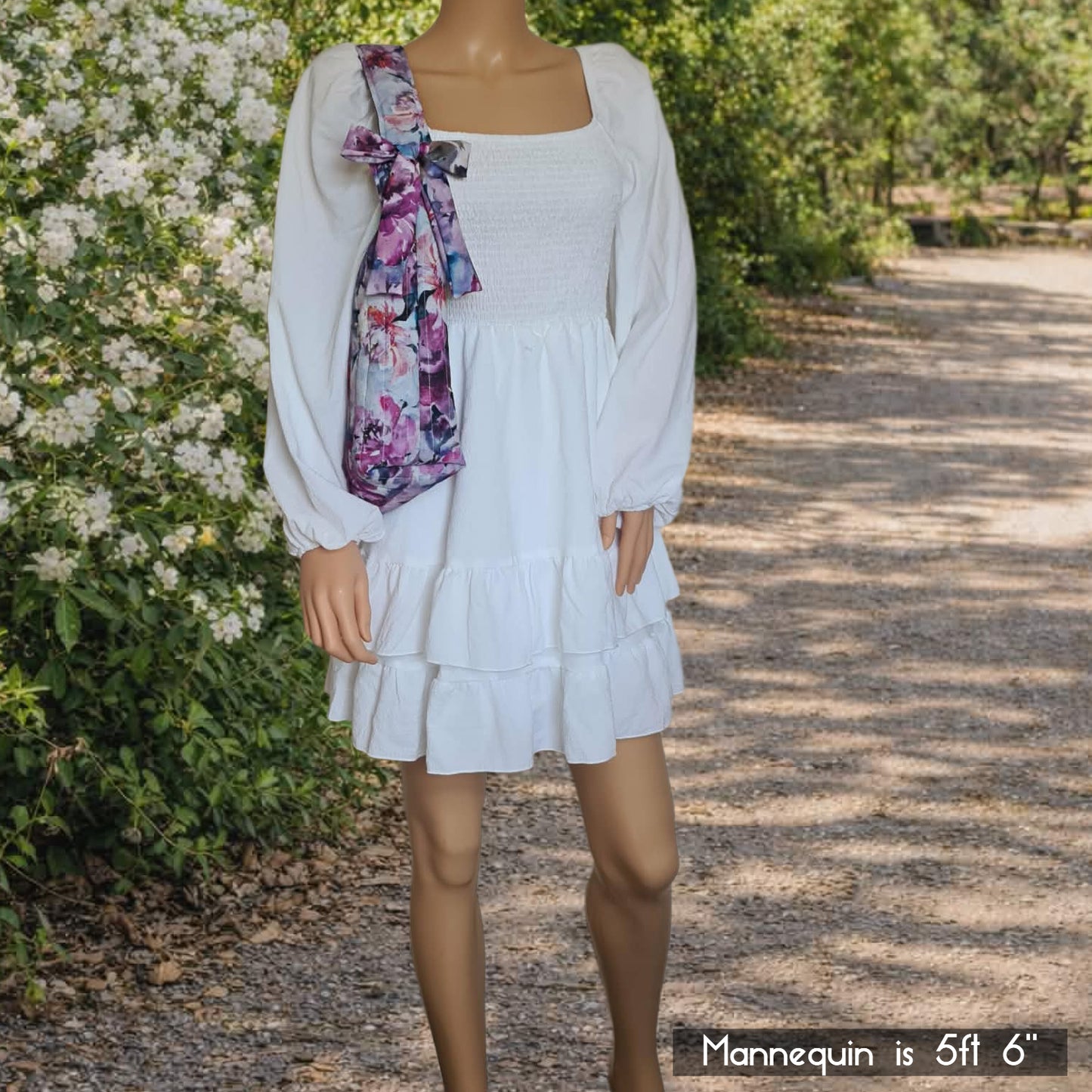 Purple Watercolour Floral Slouchy Bow Bag