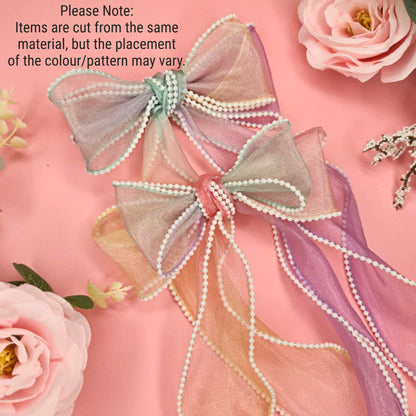Pastel Rainbow Pearl Edge Bow