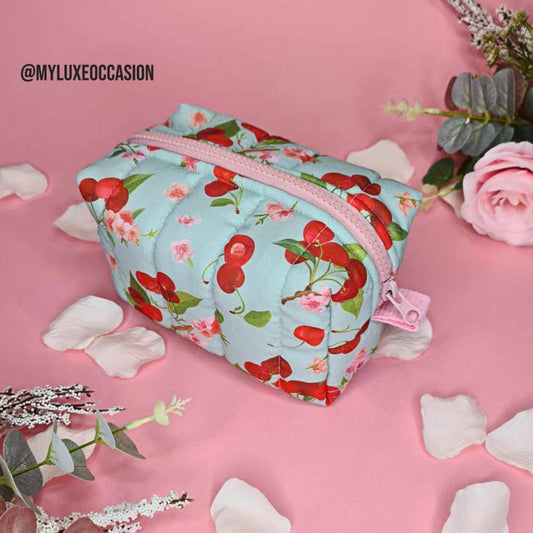Cherry Blossom - Quilted Makeup/ Toiletry Bag
