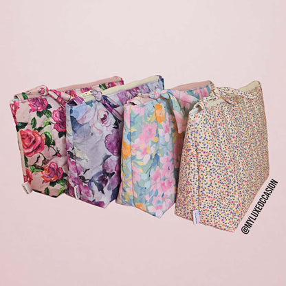 Pink Roses Extra Large Quilted Pouch