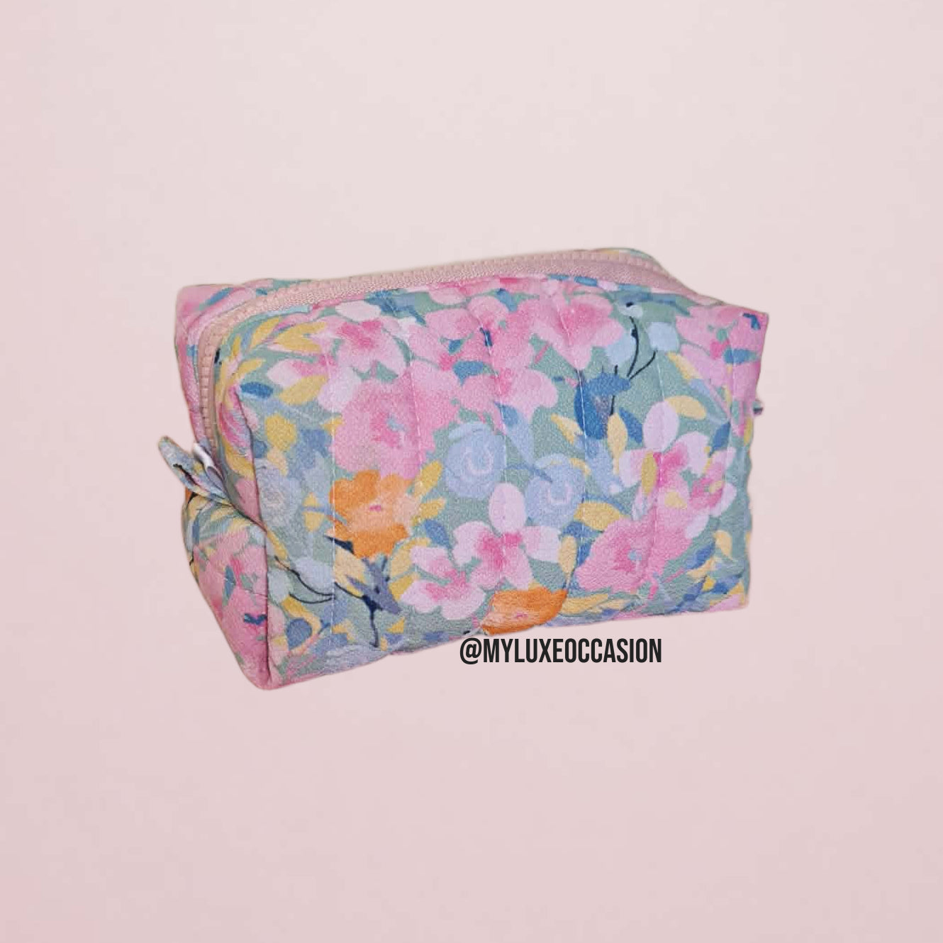 Pastel Watercolour Floral - Quilted Makeup/ Toiletry Bag