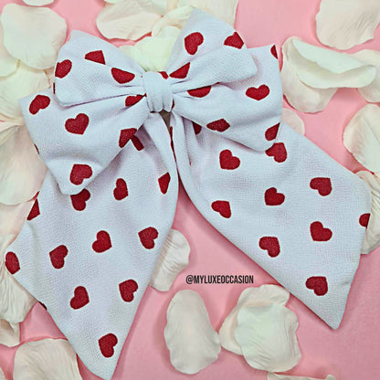 Heart Print Large Bow