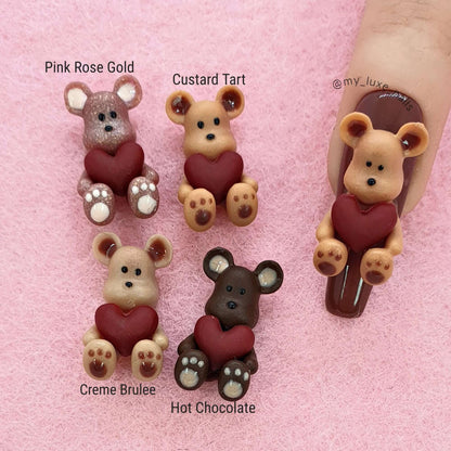 3D Teddy Bears with Heart Pillow - Nail Art