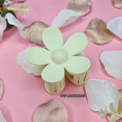 Ivory Large Flower Hair Claw Clips