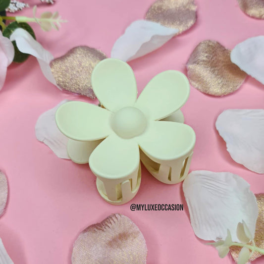 Ivory Large Flower Hair Claw Clips