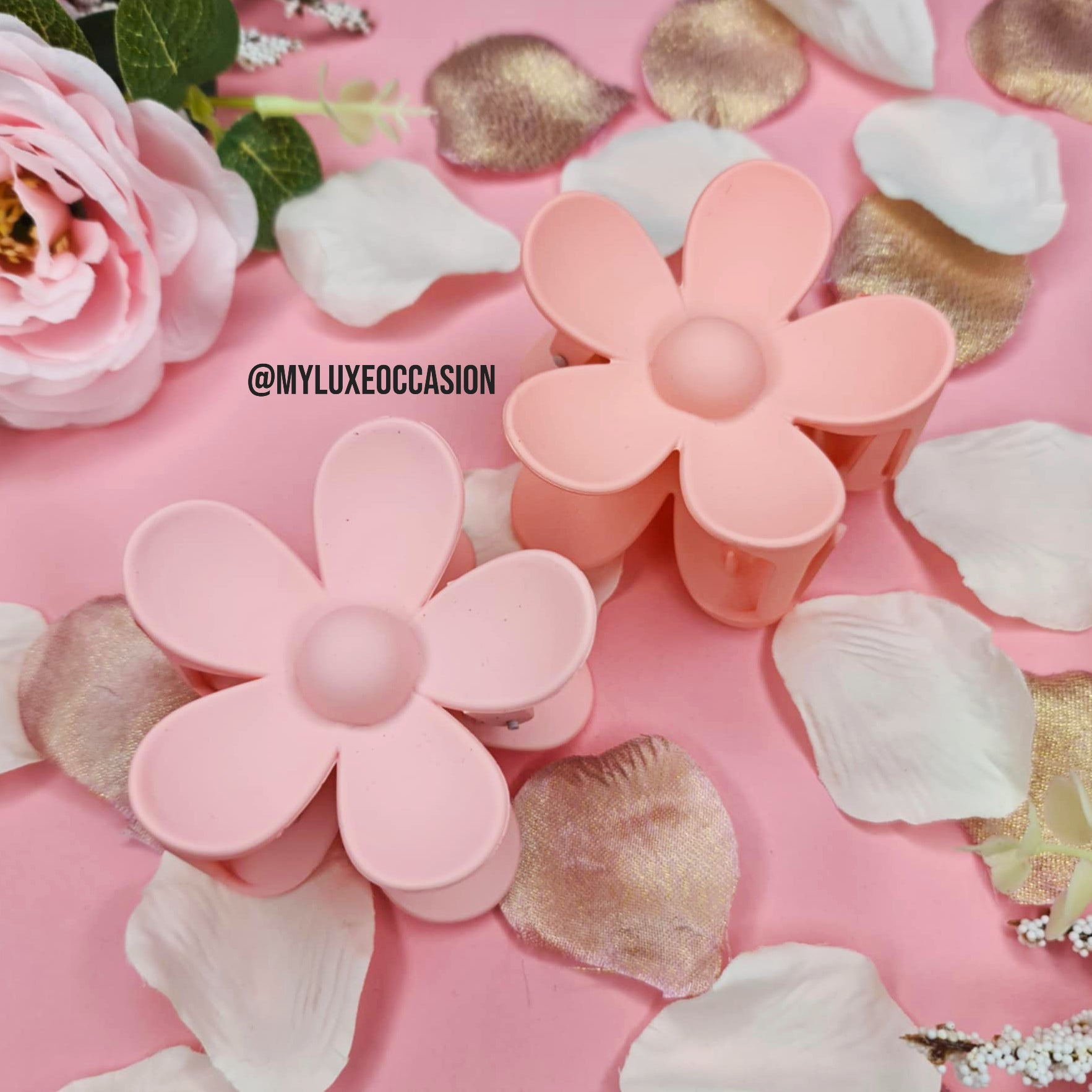 light pink and light peach flower hair claw clip