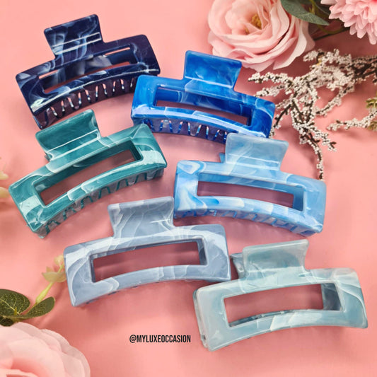 Various Blues Rectangle Claw Clips