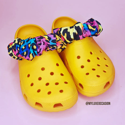 Multi Colour Leopard Cronchies - Scrunchies for your shoes - Strap Covers