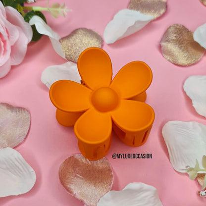 Orange Large Flower Hair Claw Clips