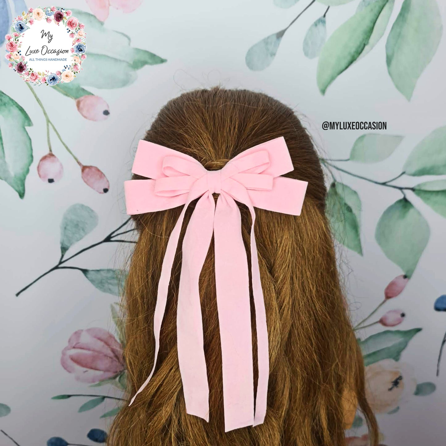 Pink & Ivory Long Tail Bow