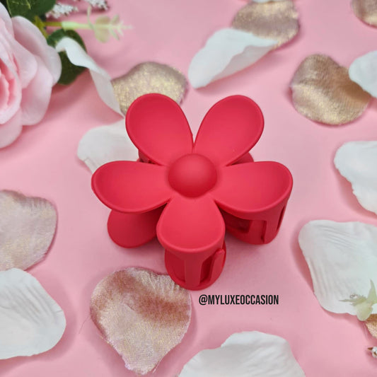 Raspberry Large Flower Hair Claw Clips