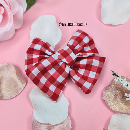 Red School Gingham Hair Bow