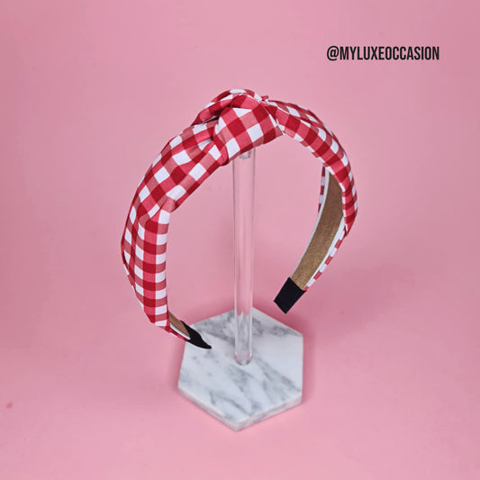 Red School Gingham Knotted Headband