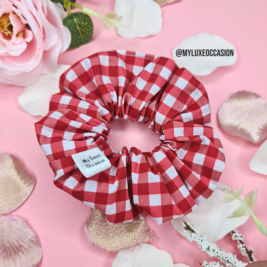 Red School Gingham Scrunchie