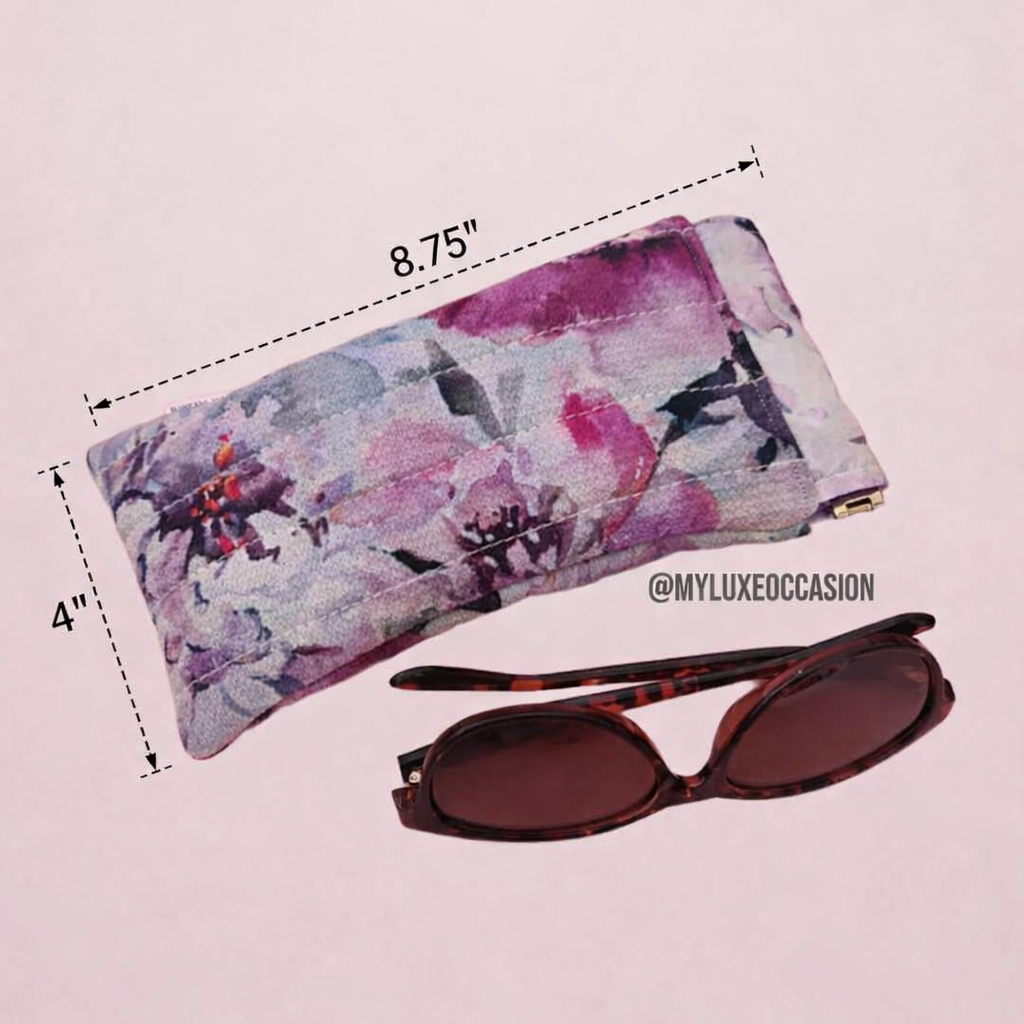 Purple Watercolour Floral - Quilted Flex Frame Sunglasses Case