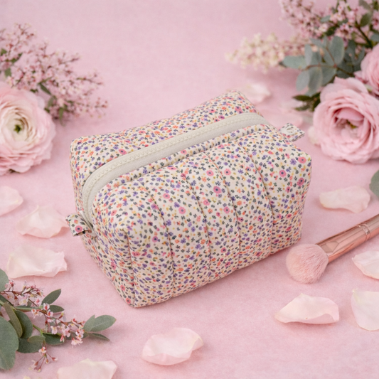 Floral Cottagecore - Quilted Makeup/ Toiletry Bag