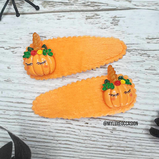 Unicorn Pumpkin Snapclip - Orange - Halloween