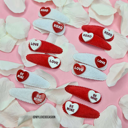 Red and White Valentine Snap Clips