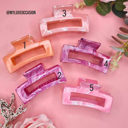 Various Pinks Rectangle Claw Clips