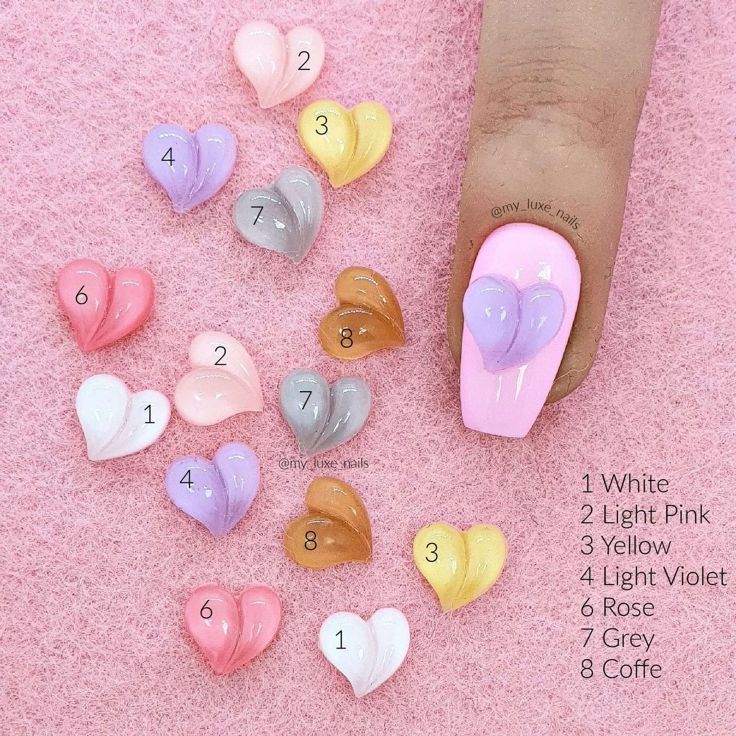 3D Hearts - Nail art