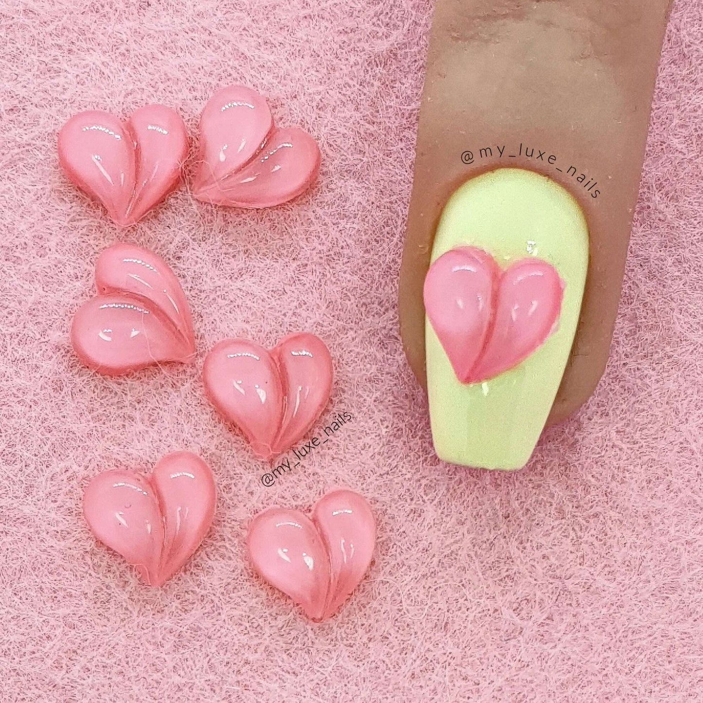 3D Hearts - Nail art